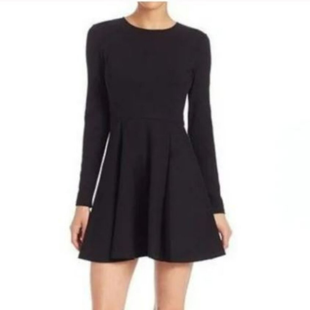 Theory Tillora Black Long Sleeve Fit & Flare Dress